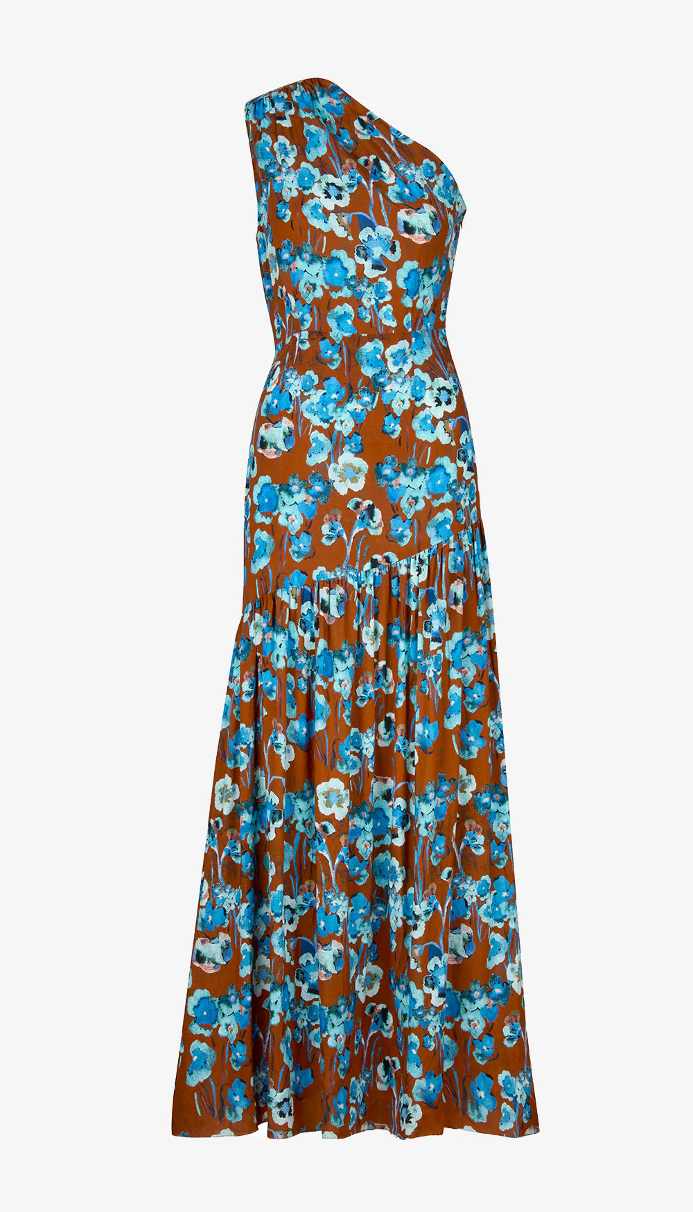 Robe maxi asymétrique à imprimé floral