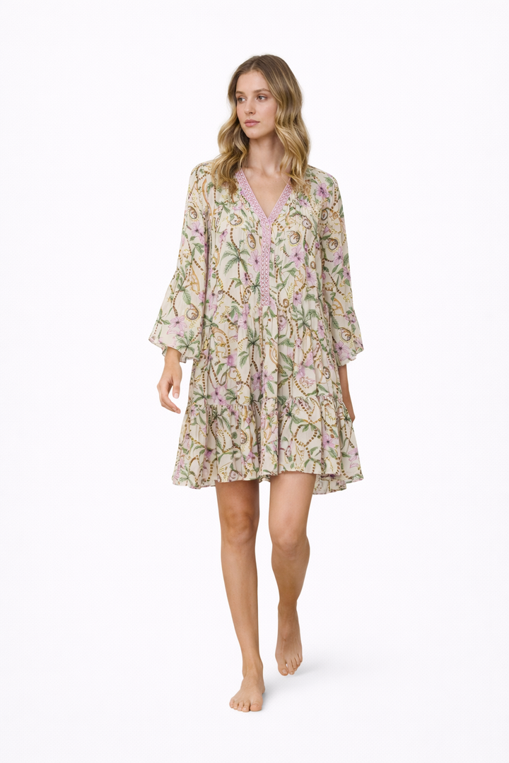 Robe courte à imprimé estival Stylianos