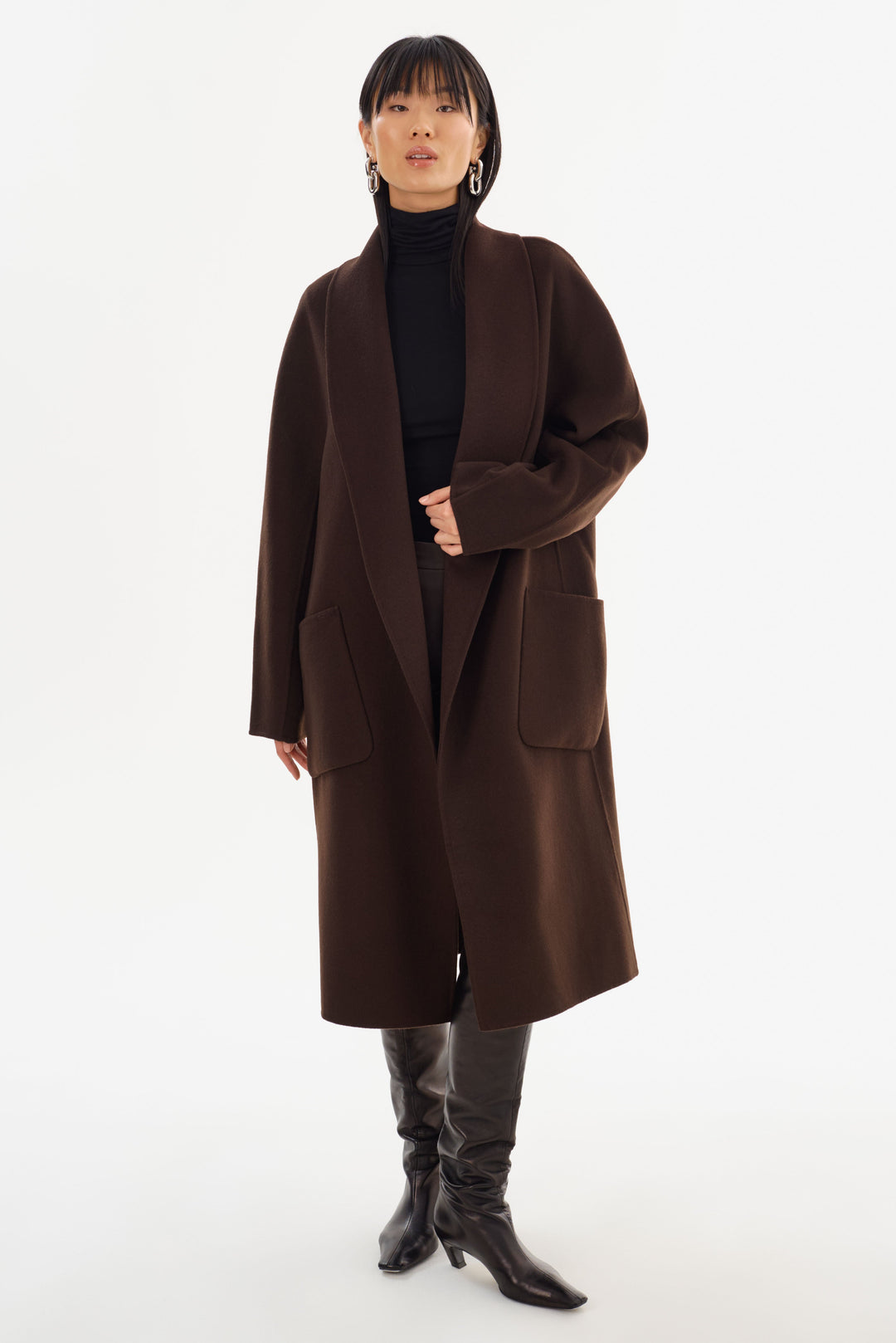 Manteau en laine avec col châle Thara