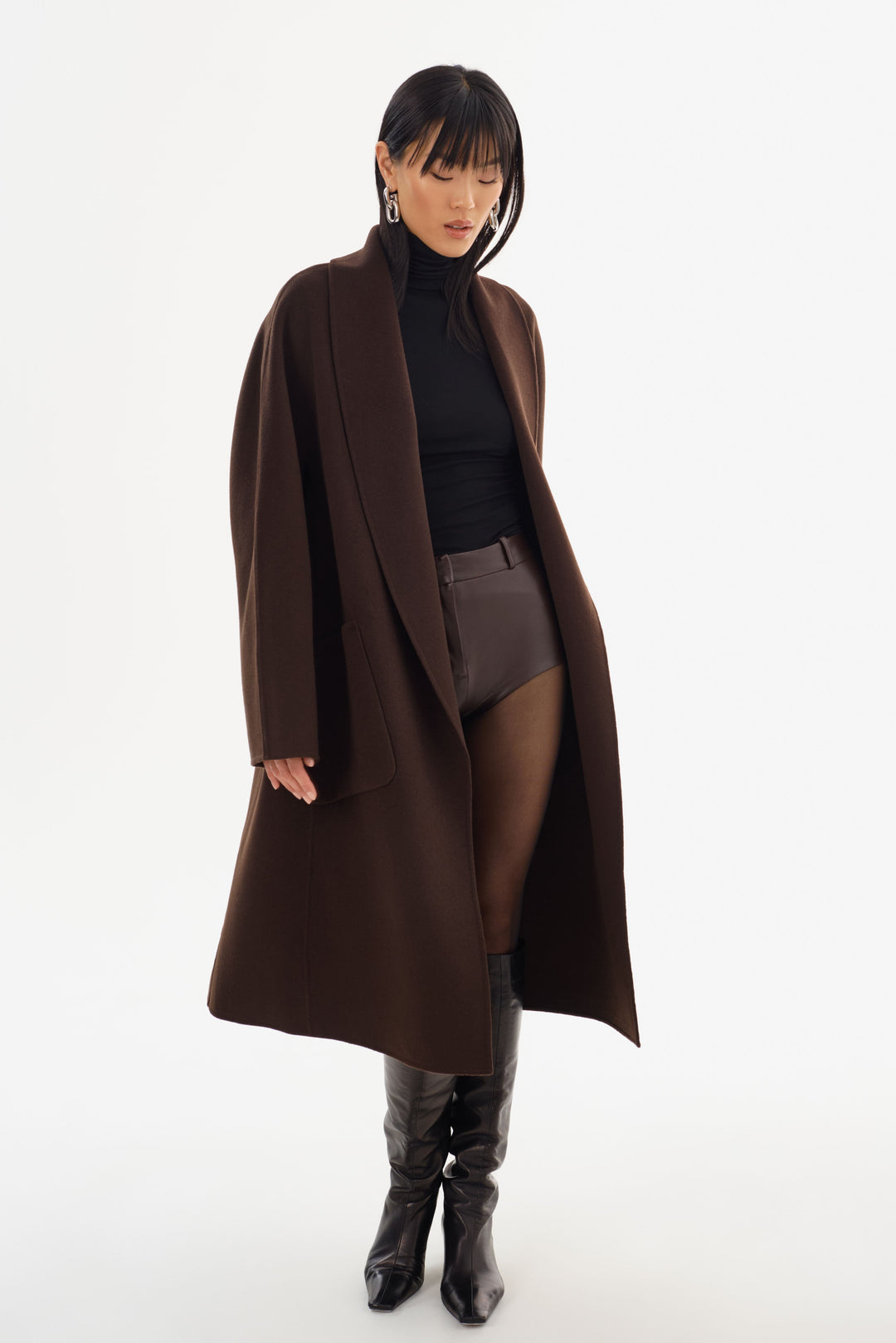 Manteau en laine avec col châle Thara