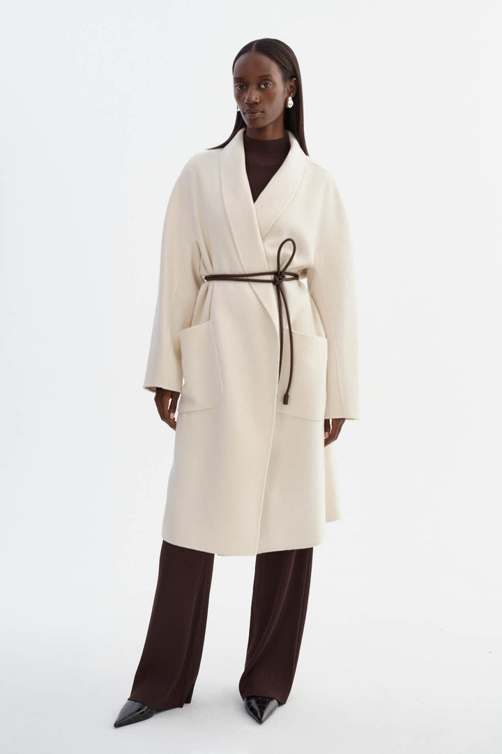 Manteau en laine avec col châle Thara