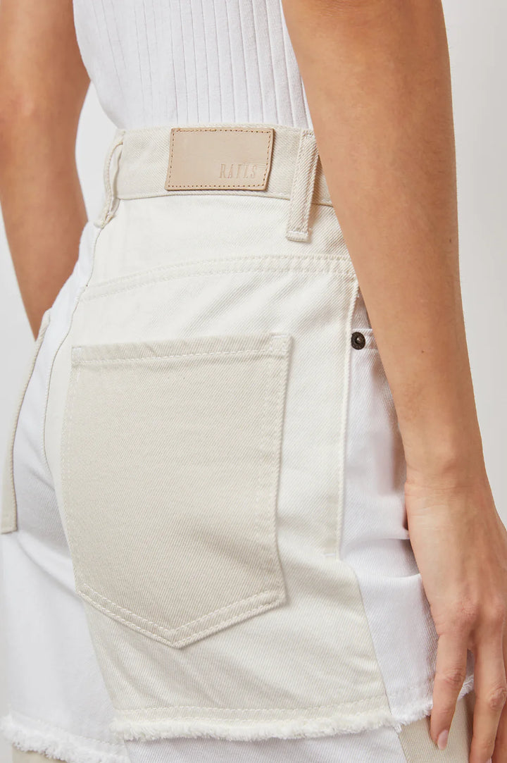 Jeans taille haute évasé patchwork Getty