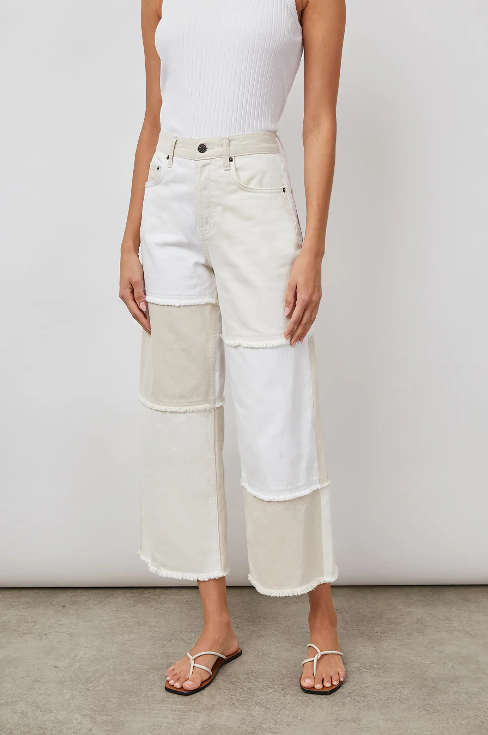 Jeans taille haute évasé patchwork Getty