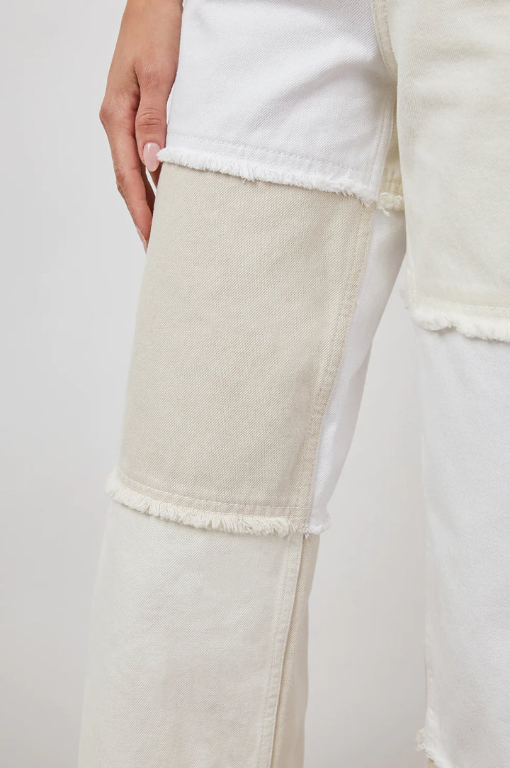 Jeans taille haute évasé patchwork Getty