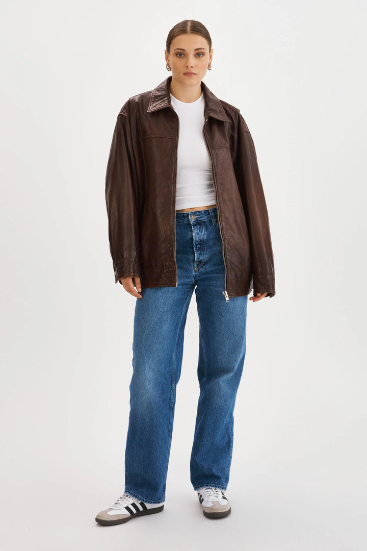 Veste bomber en cuir Theia