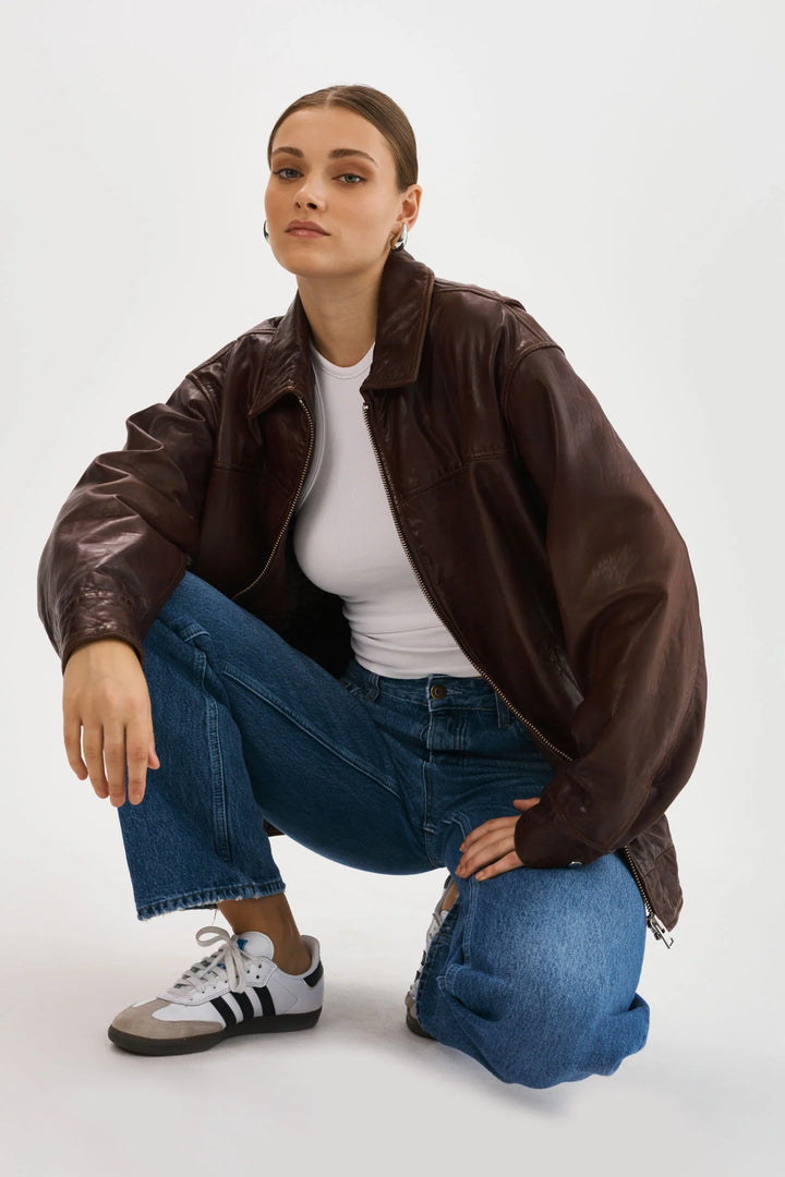 Veste bomber en cuir Theia