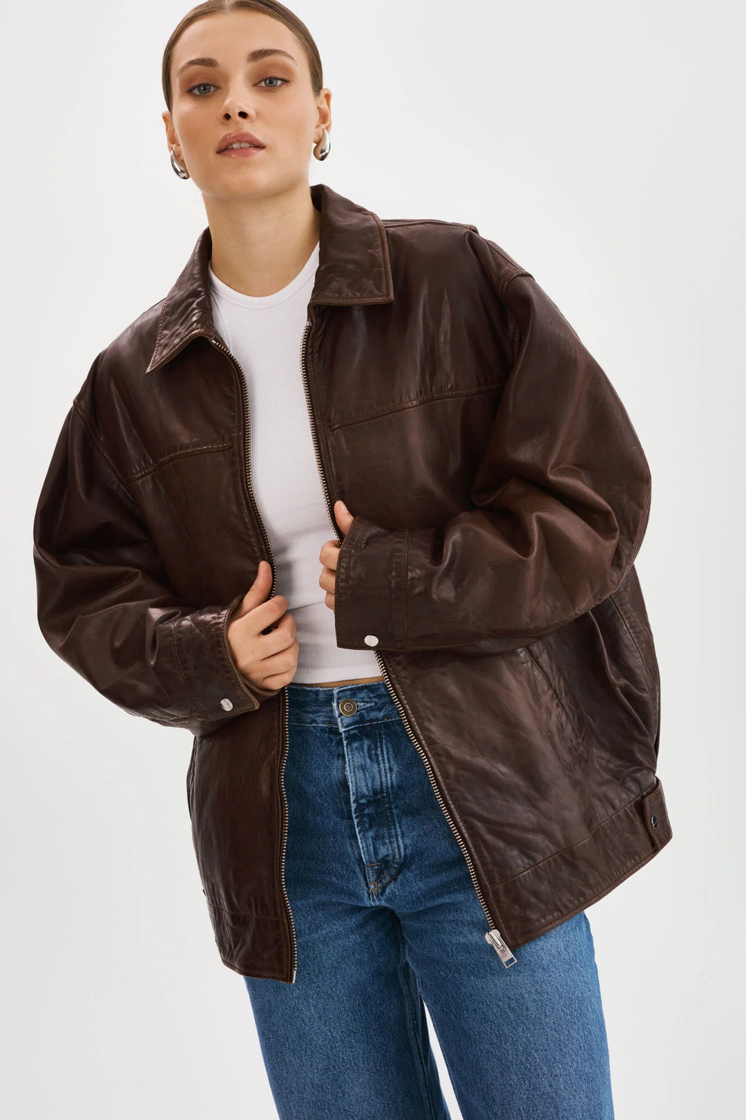 Veste bomber en cuir Theia