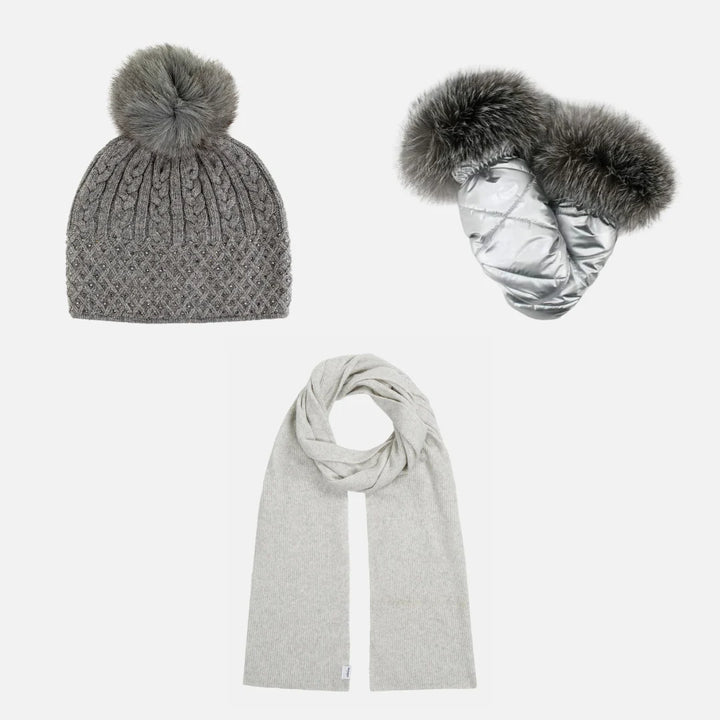 Mitaines avec fourrure argent