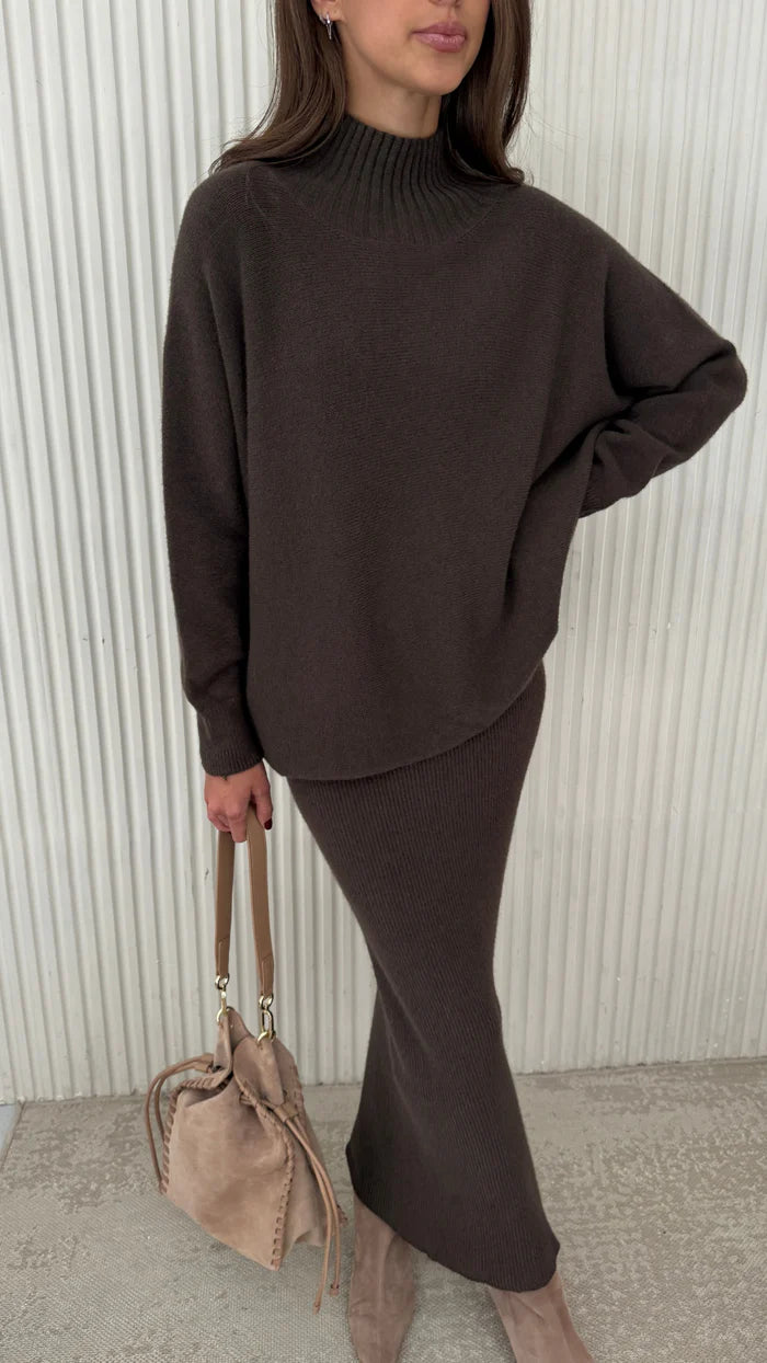 Jupe midi côtelée extensible Alma