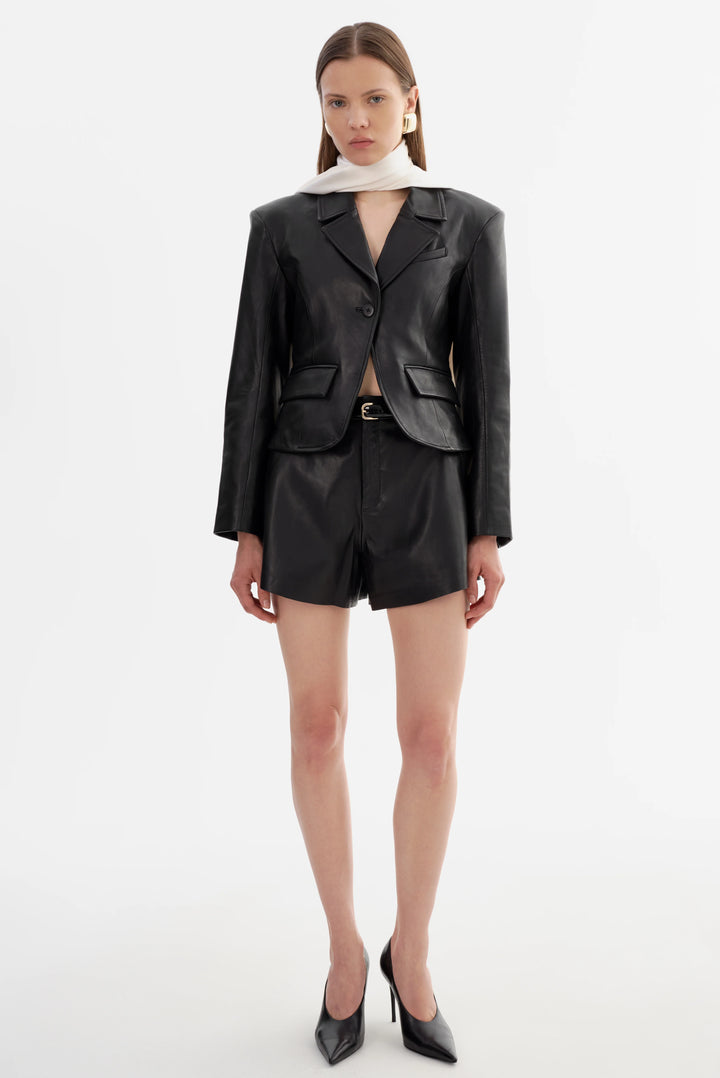 Veston court en cuir Valentina