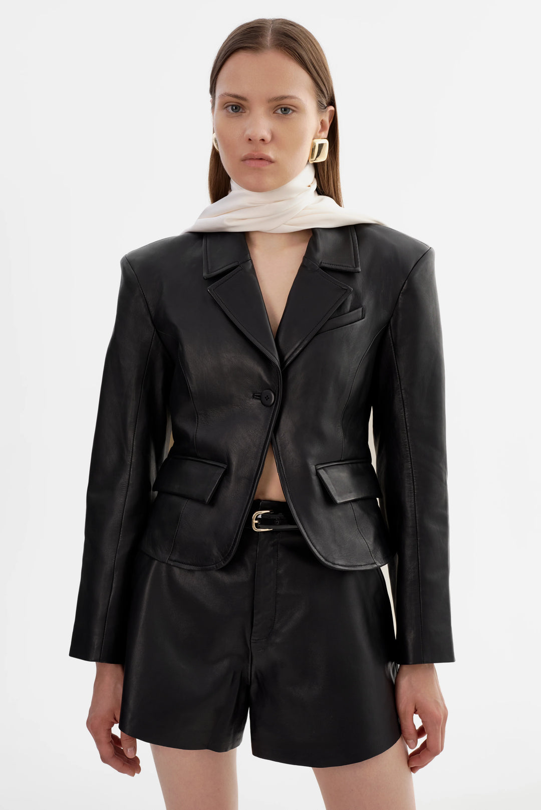 Veston court en cuir Valentina