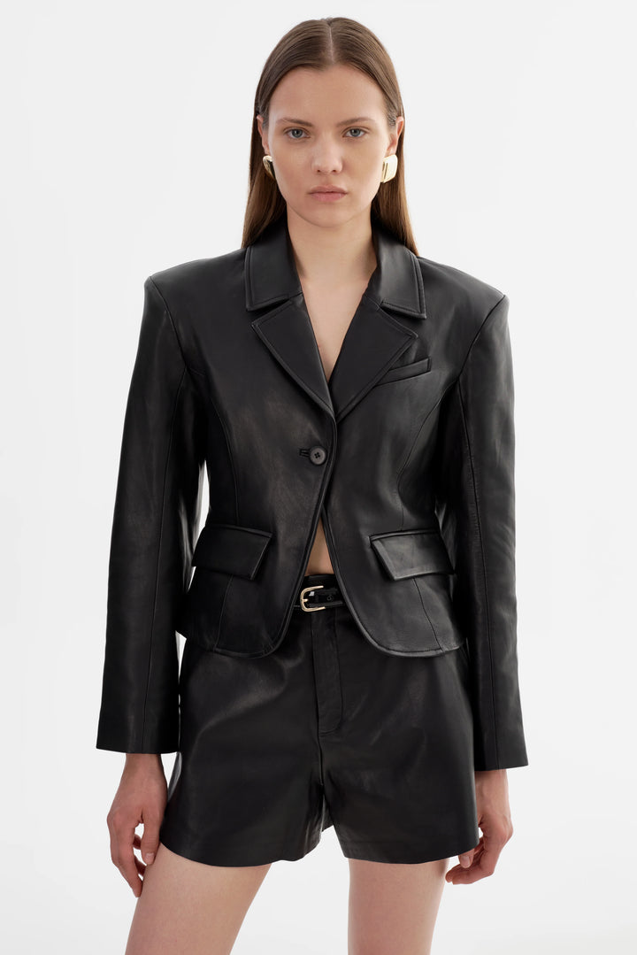 Veston court en cuir Valentina