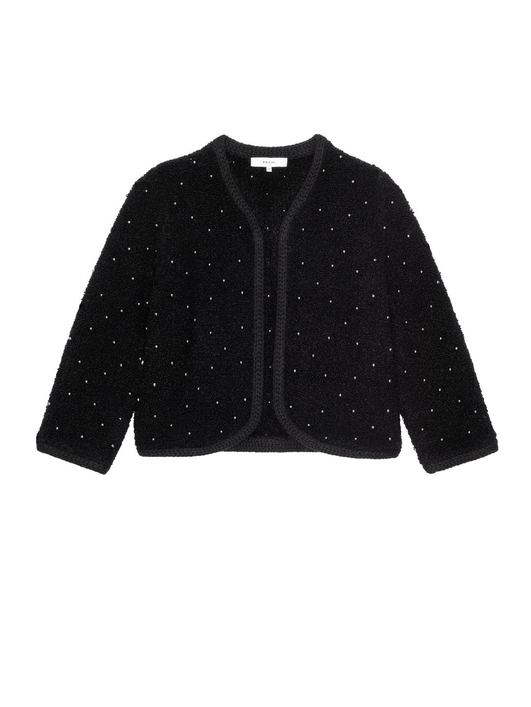 Veste courte en laine bouclée avec perles