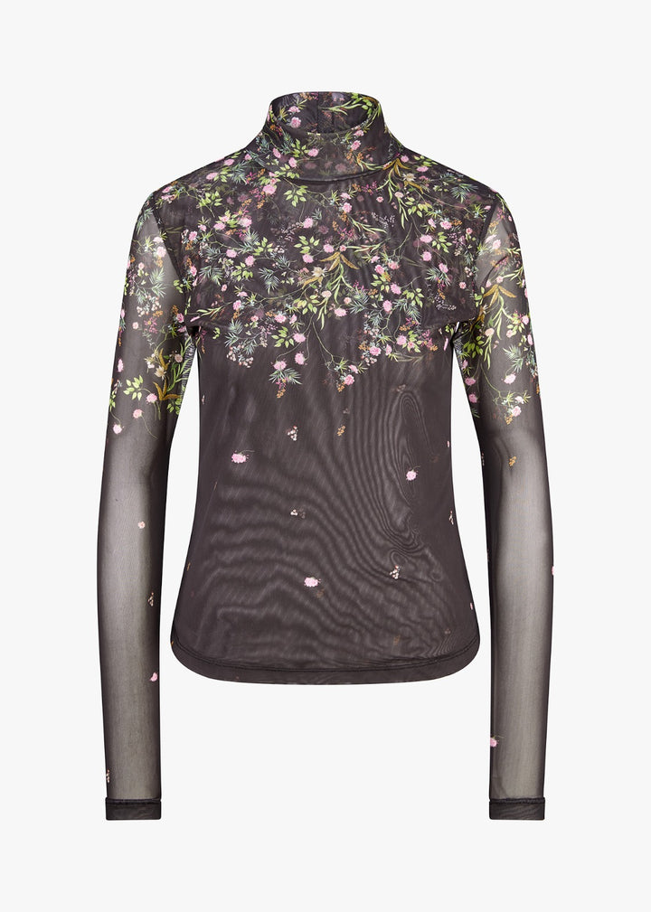 Haut transparent à imprimé floral