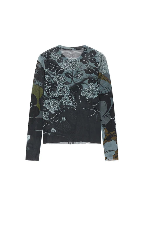 Haut ajusté à imprimé floral graphique