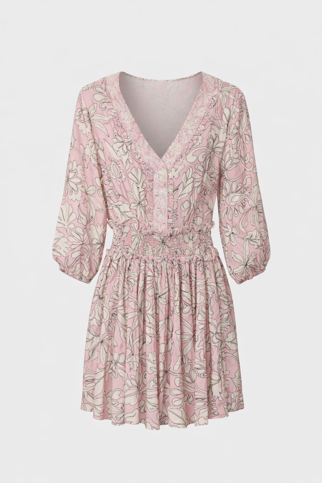 Robe à taille smockée en soie mélangée Zulu