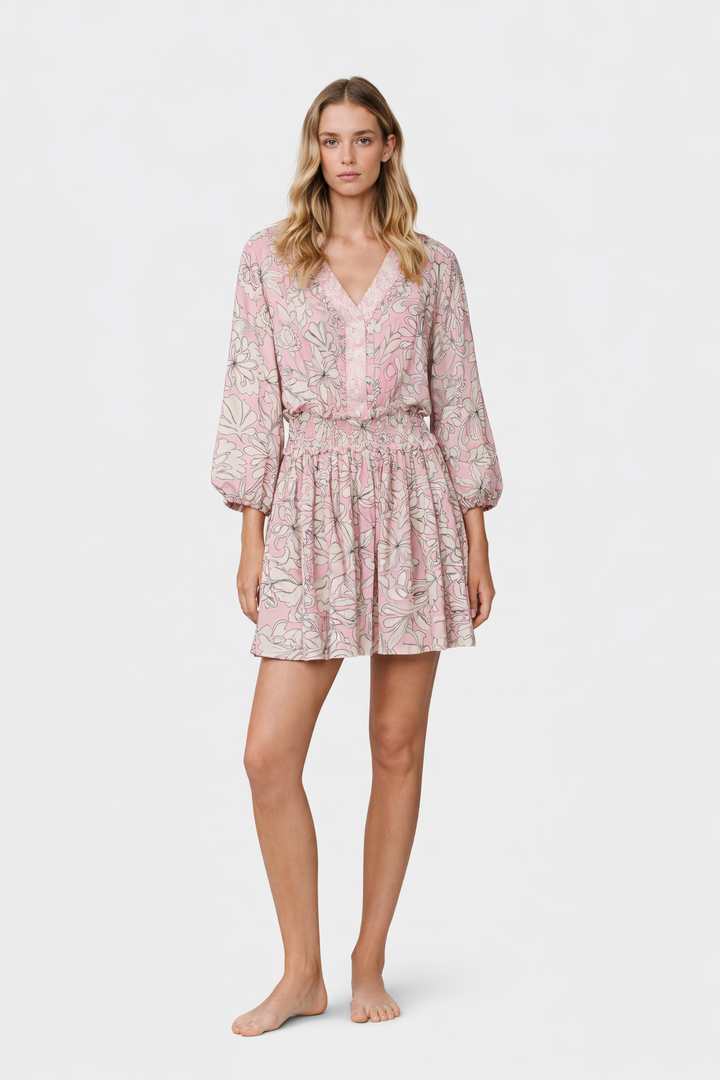 Robe à taille smockée en soie mélangée Zulu