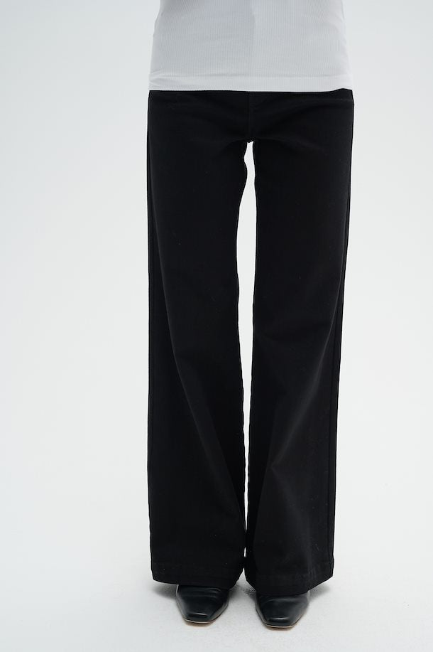 Jeans noir Paris évasé et taille haute