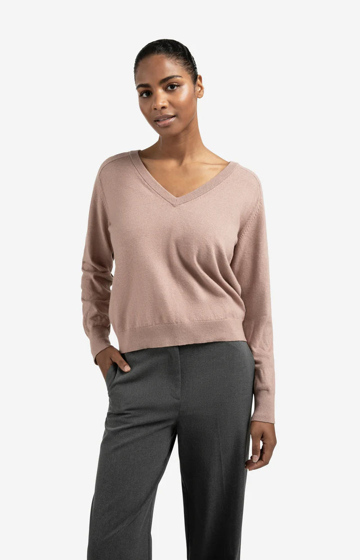 Pull avec boutons au dos et double col V