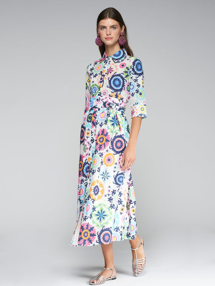 Robe midi en coton avec motif ikat Brenda