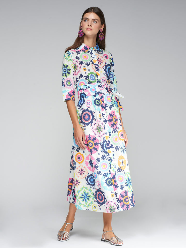 Robe midi en coton avec motif ikat Brenda