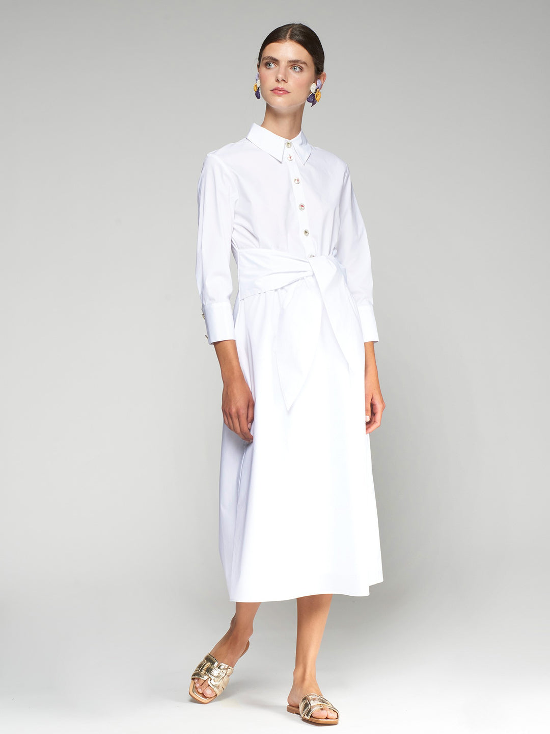 Robe chemise midi avec ceinture à nouer Camisero Lazo