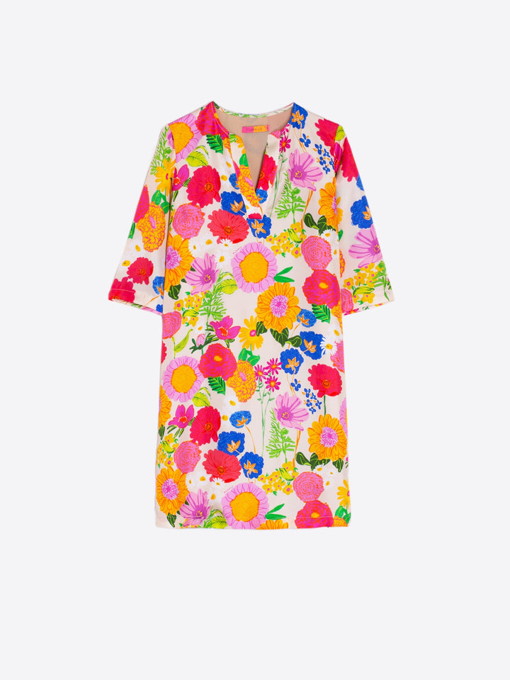 Robe courte en soie avec motif floral Lizete