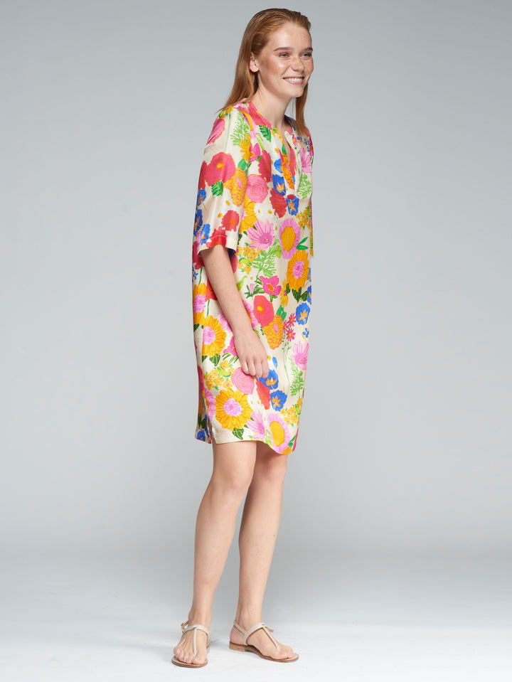 Robe courte en soie avec motif floral Lizete