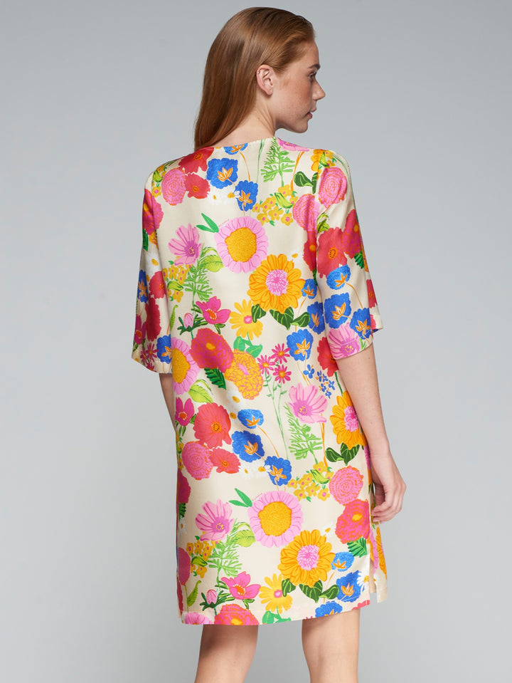 Robe courte en soie avec motif floral Lizete