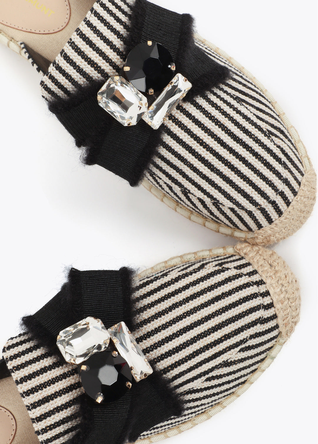 Mules espadrilles rayées à nœud bijou