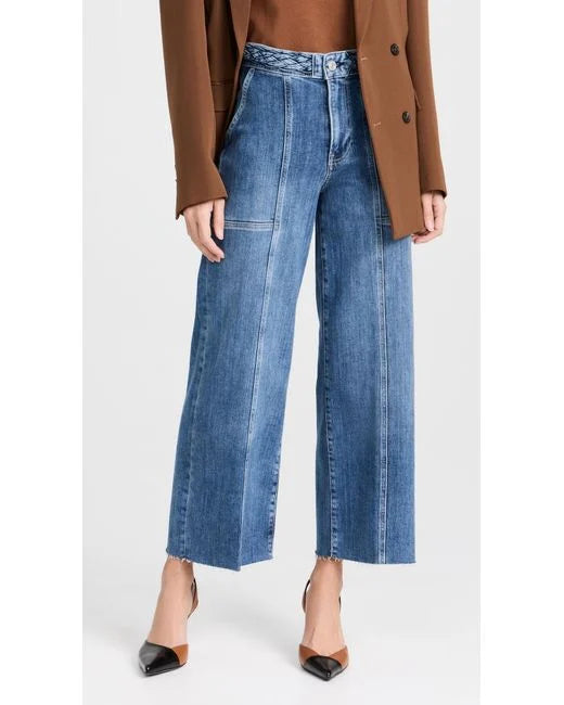 Jeans coupe évasée avec ceinture tressée Daphnée
