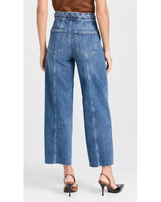 Jeans coupe évasée avec ceinture tressée Daphnée