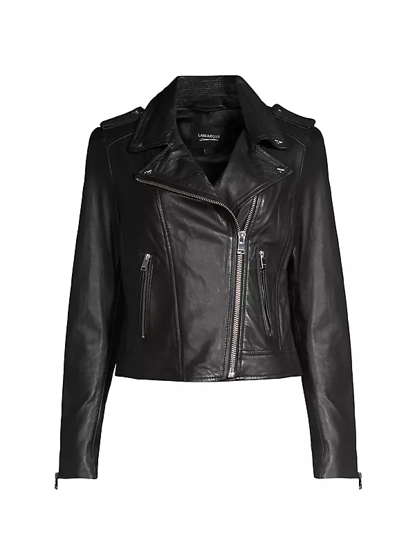 Veste en cuir noir style moto Donna