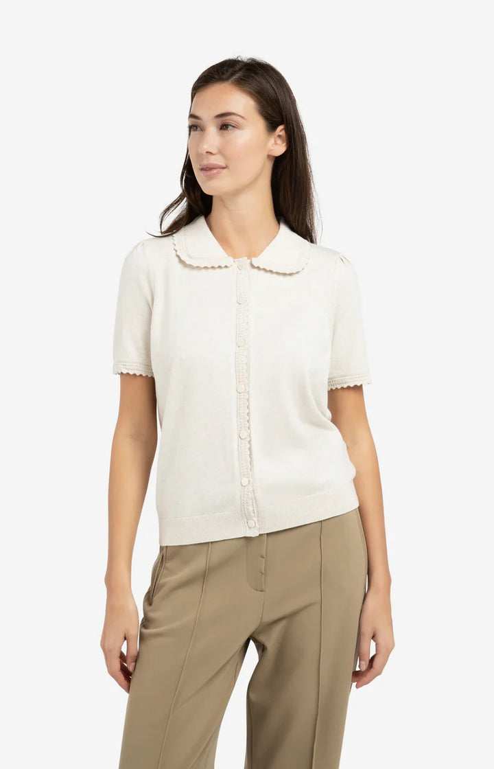 Cardigan à manches courtes avec col festonné