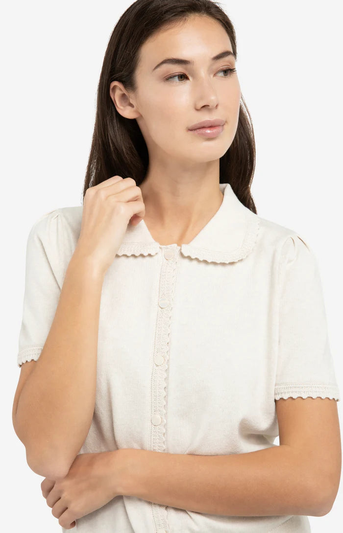 Cardigan à manches courtes avec col festonné