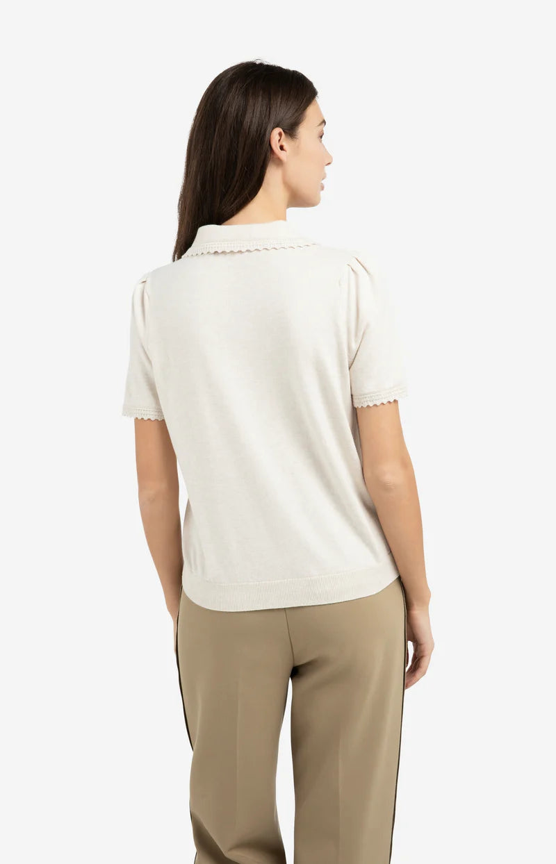 Cardigan à manches courtes avec col festonné