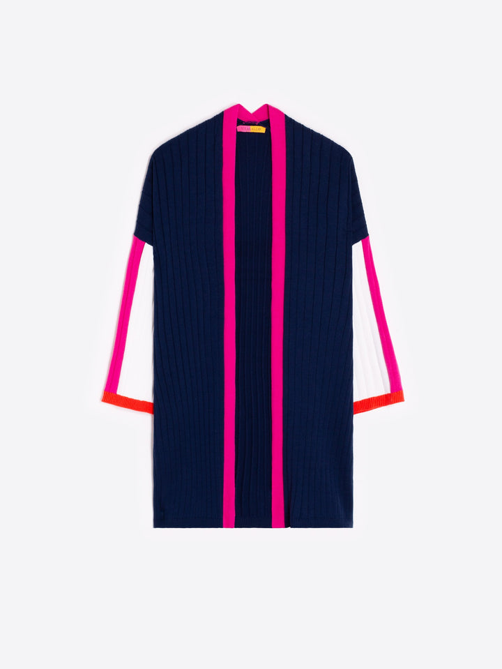 Cardigan en coton long avec bande contrastée Canale Maia