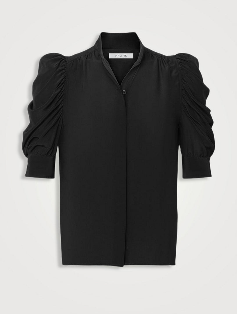 Blouse en soie à manches bouffantes courtes Gillian