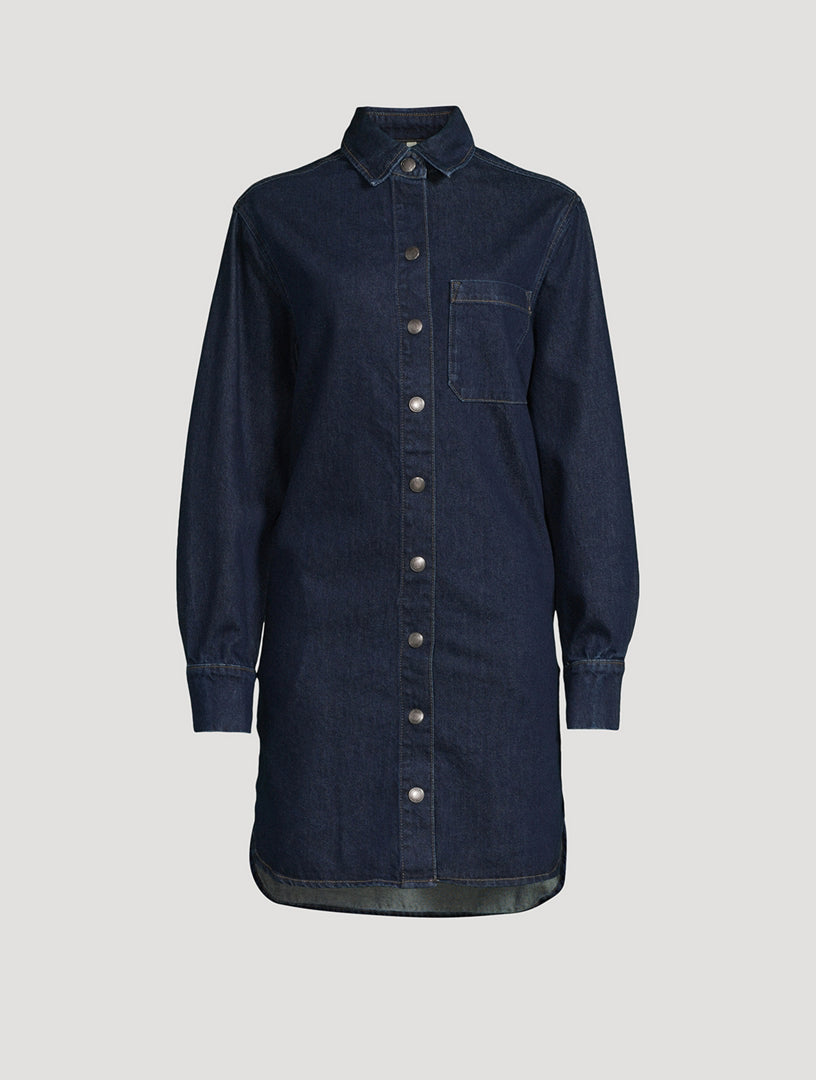 Robe chemise courte en denim Faye