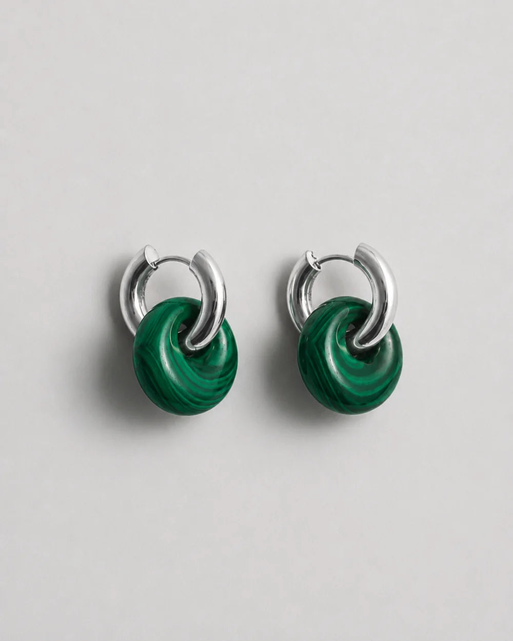 Boucles d'oreilles anneaux Malachite