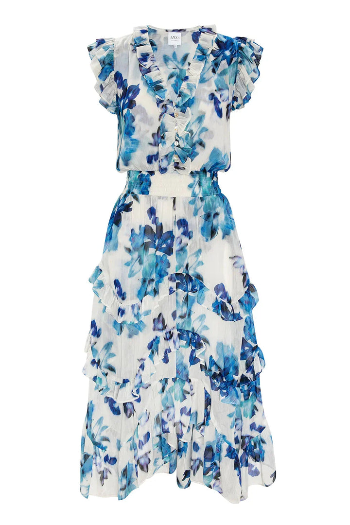 Robe midi Dakota à volants asymétriques