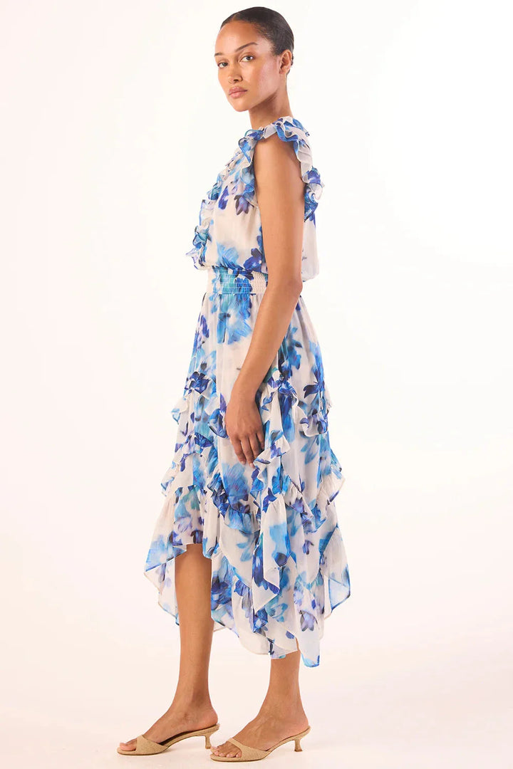 Robe midi Dakota à volants asymétriques