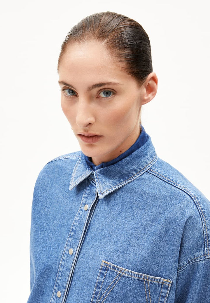 Chemise ample en denim courte Nalaani