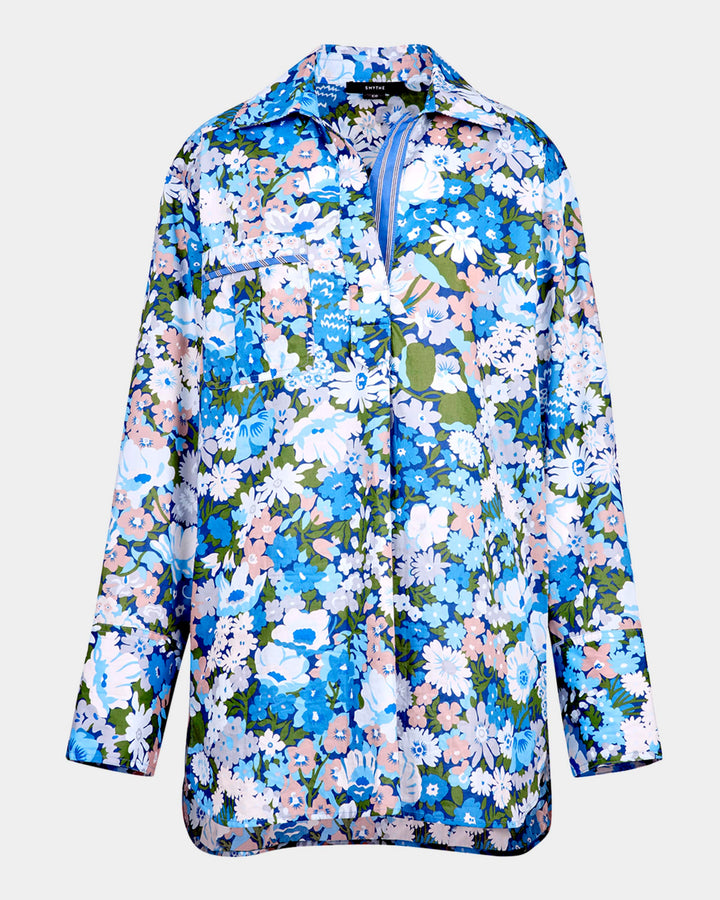 Robe chemise courte avec motif floral