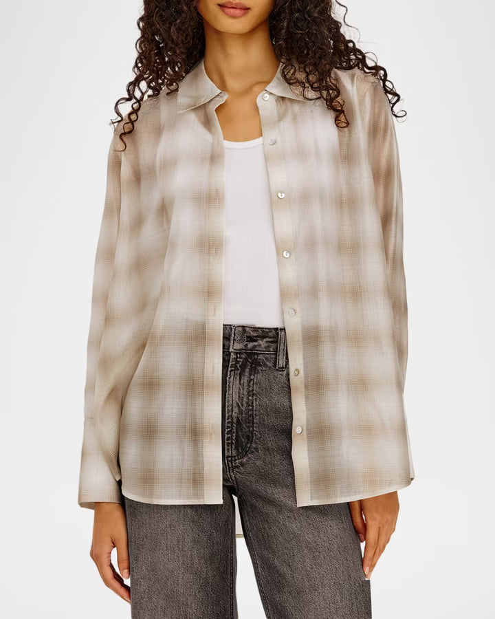 Chemise semi-transparente à carreaux estompés Bishop