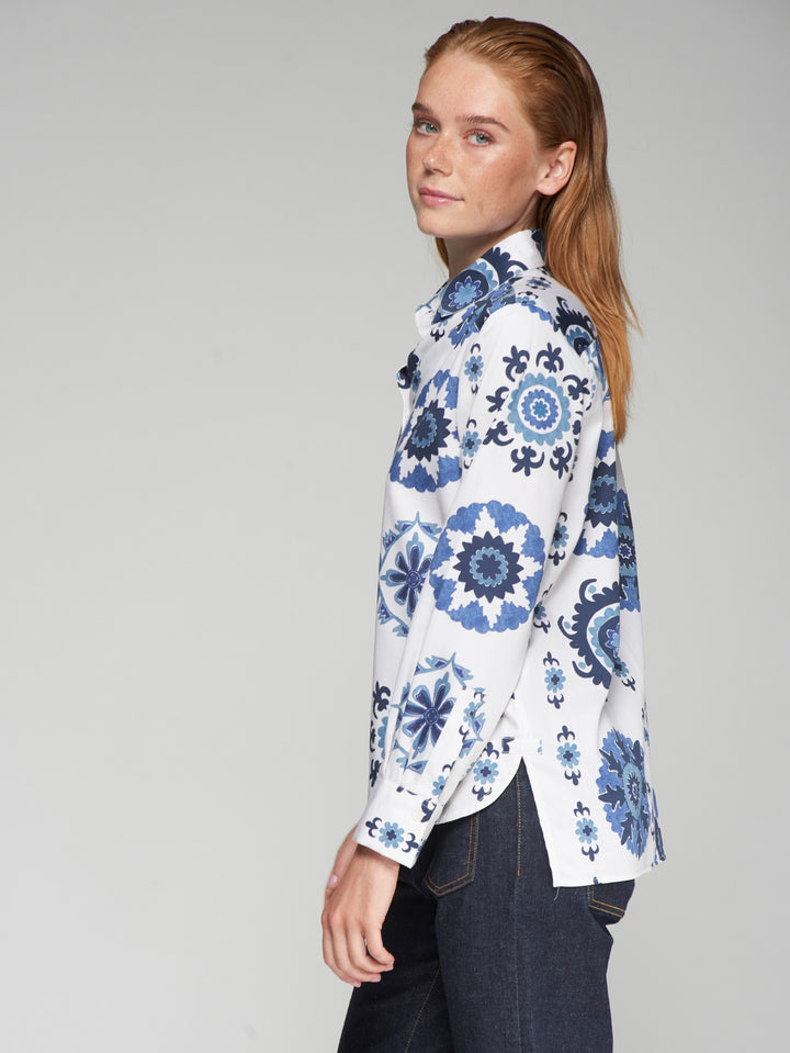 Chemisier en coton avec imprimé rosettes Isa