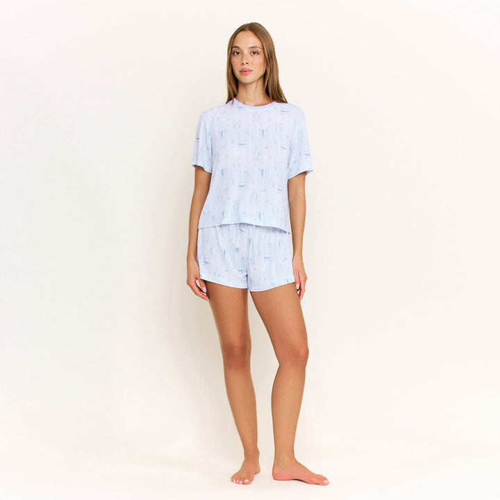 Ensemble pyjama rayé à t-shirt et short