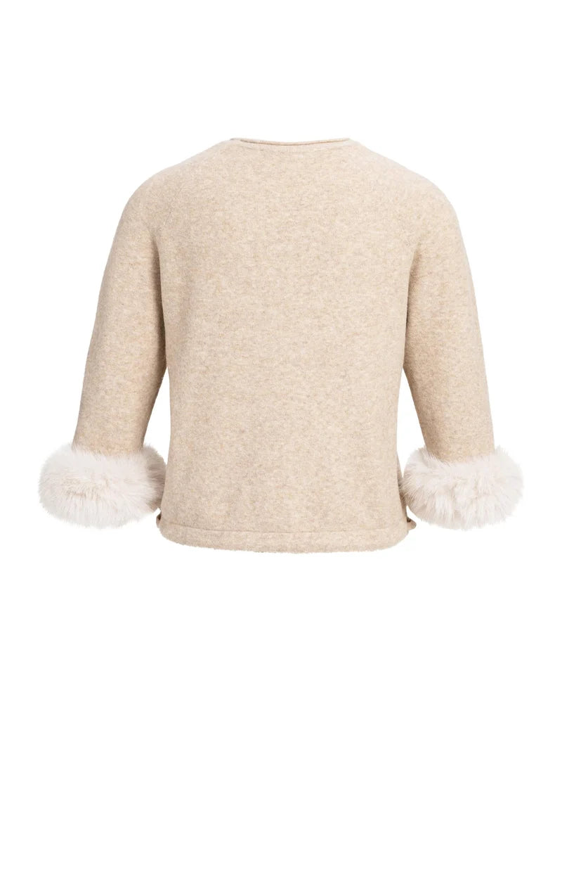 Pull avec poignets en fourrure amovibles