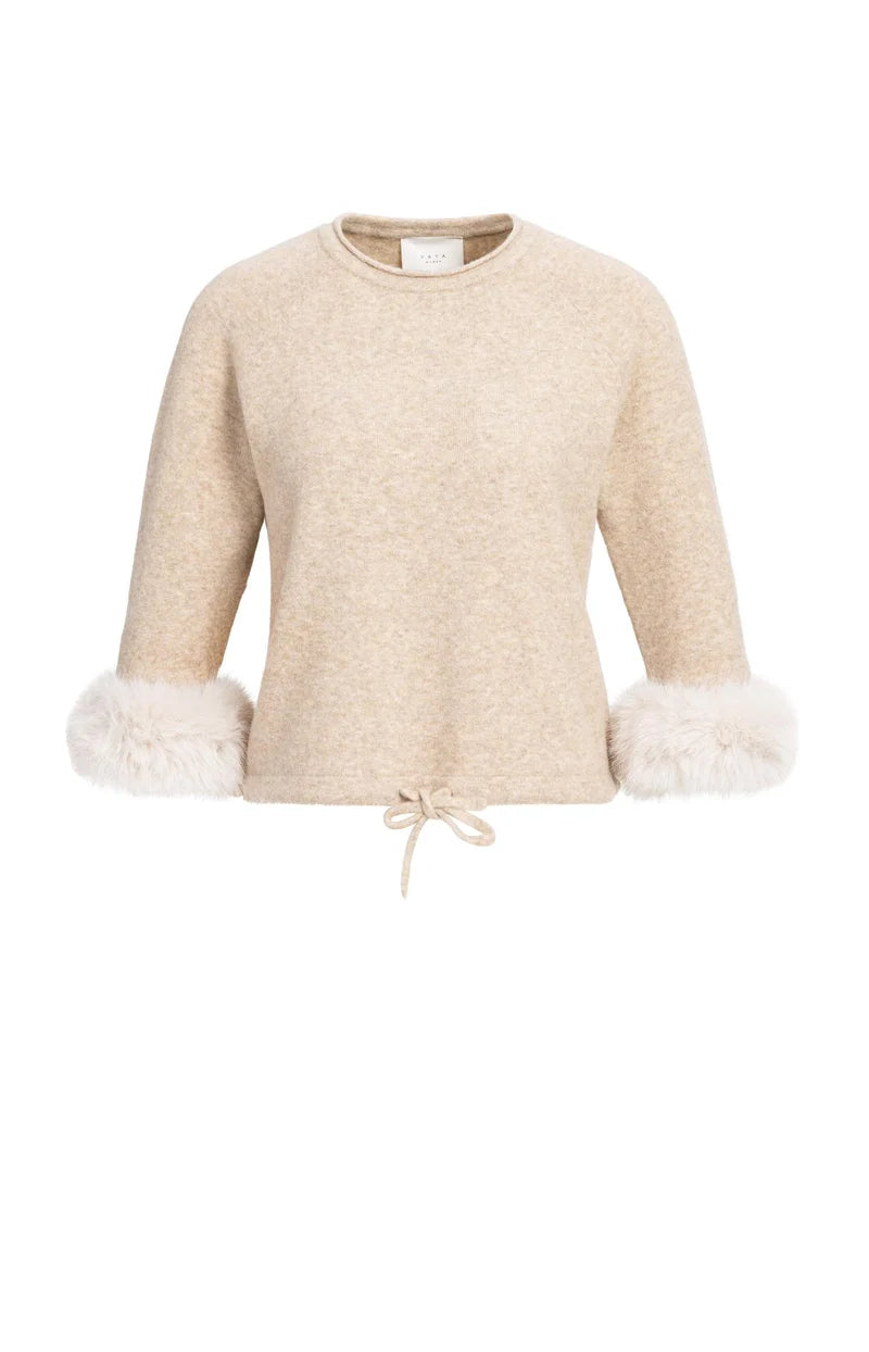 Pull avec poignets en fourrure amovibles