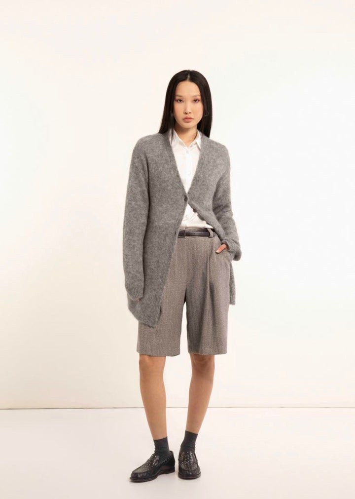 Cardigan boutonné long en mélange alpaga